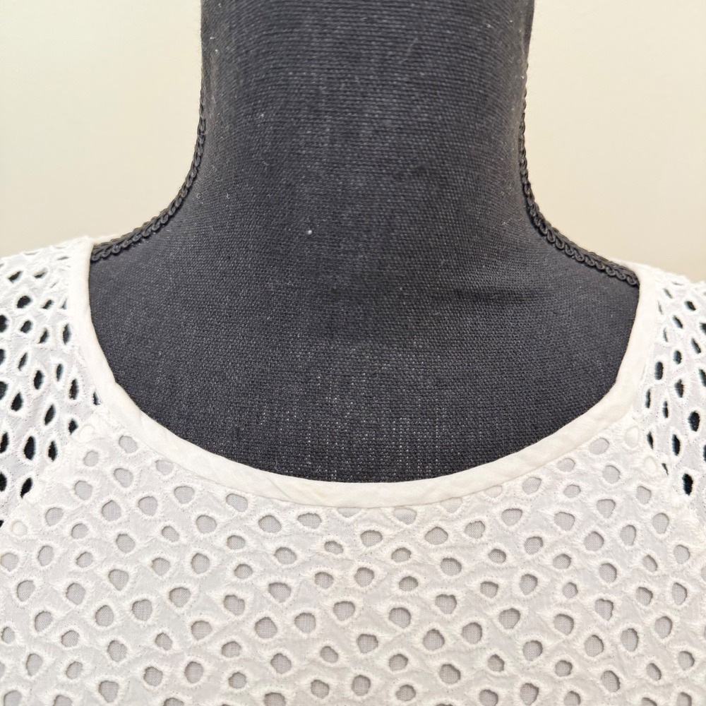 Everlane White Eyelet Tiered Midi Dress Puff Sleeve Cotton Womens XS Puff Sleeve - Picture 5 of 8